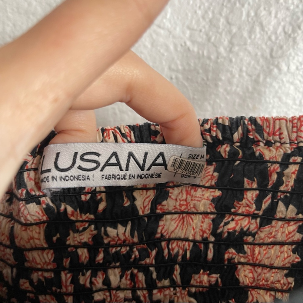 Lusana Nuuly Black Floral Midi Dress Size Medium - Picture 4 of 5